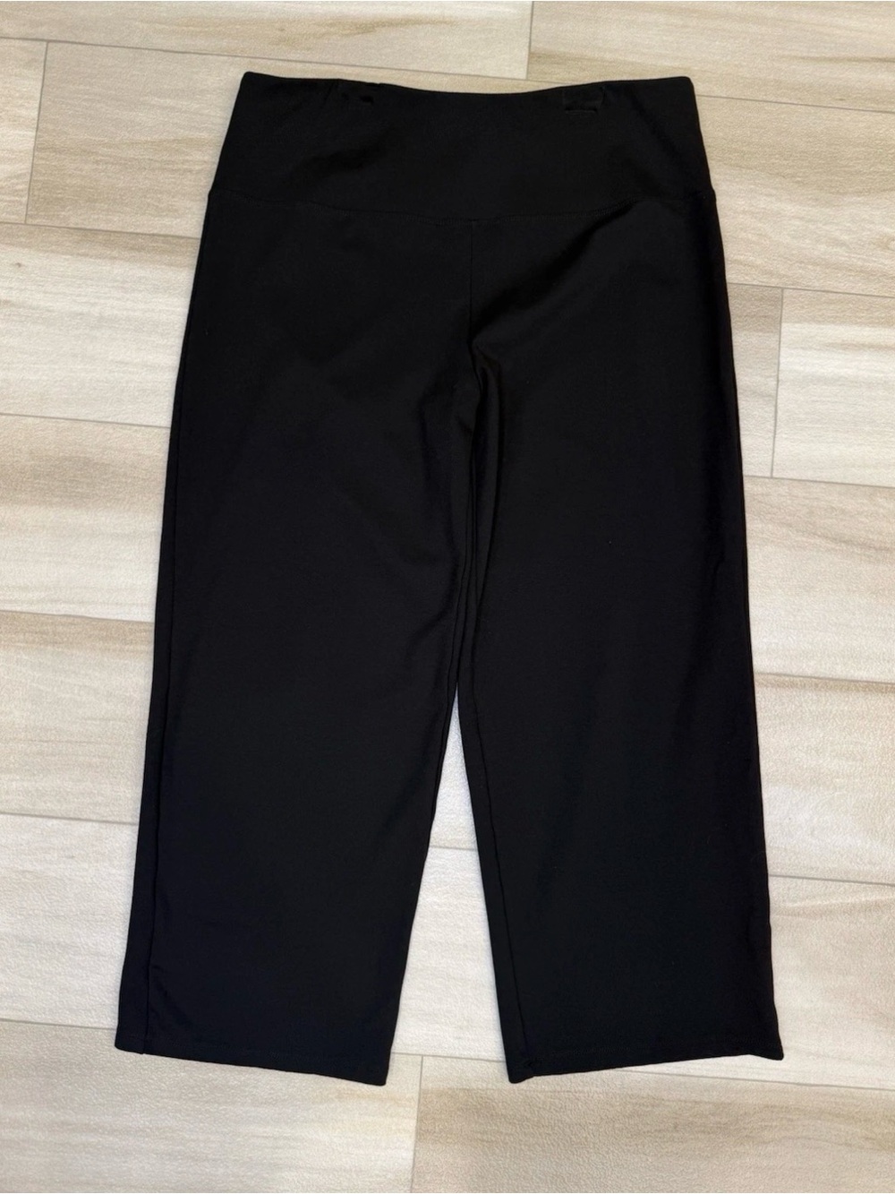 Jones New York Capri Pant Women 1X Black Pull On Elastic Waist Wide Leg 32x24.5